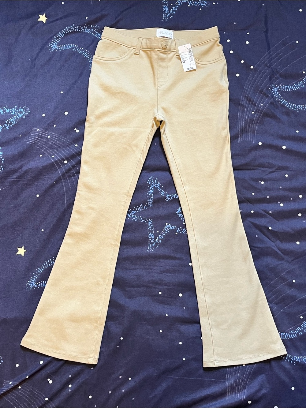 NWT SZ 10 Children’s Place Flare Knit Pants for Girls khaki School